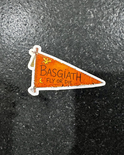 Basgiath Fly or Die Pennant Sticker | Dragon Rider Fantasy Decal (Waterproof Vinyl)