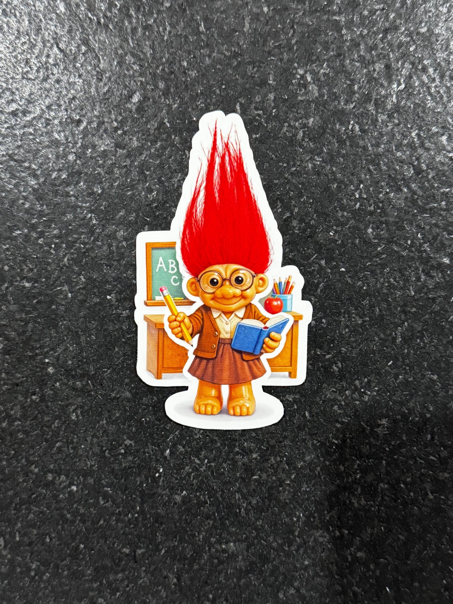 90s Retro Teacher Troll Sticker – Classroom Decor, Laptop Decal, Back to School Gift