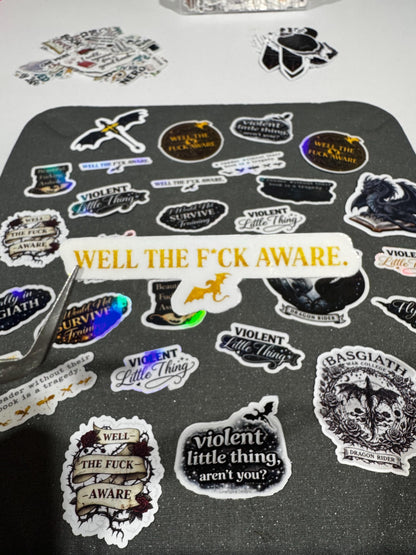 20 ASSORTED Fourth Wing Stickers – Basgiath Dragon War College Fantasy Decals