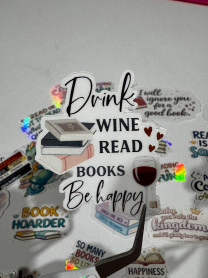 20 pcs Waterproof Bookish Stickers | Funny Reading Quotes Vinyl Pack