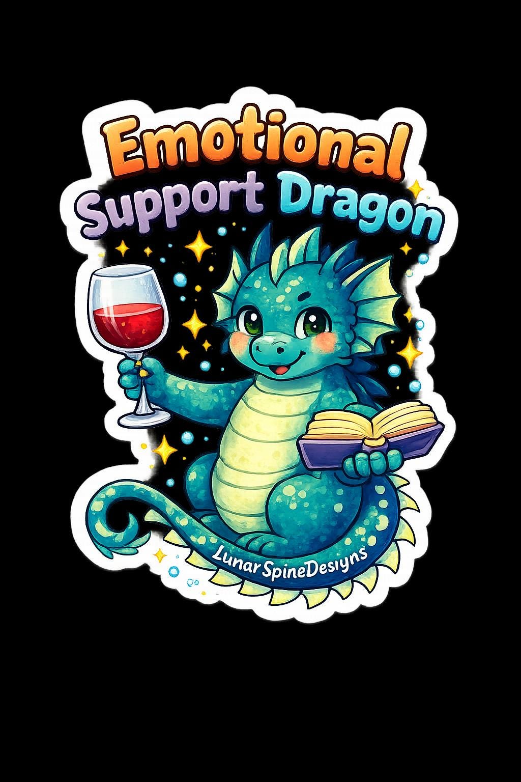 Book Emotional Support Dragon Sticker Pack | Reading Mood Decals for Kindle, Laptop (15 Pieces)