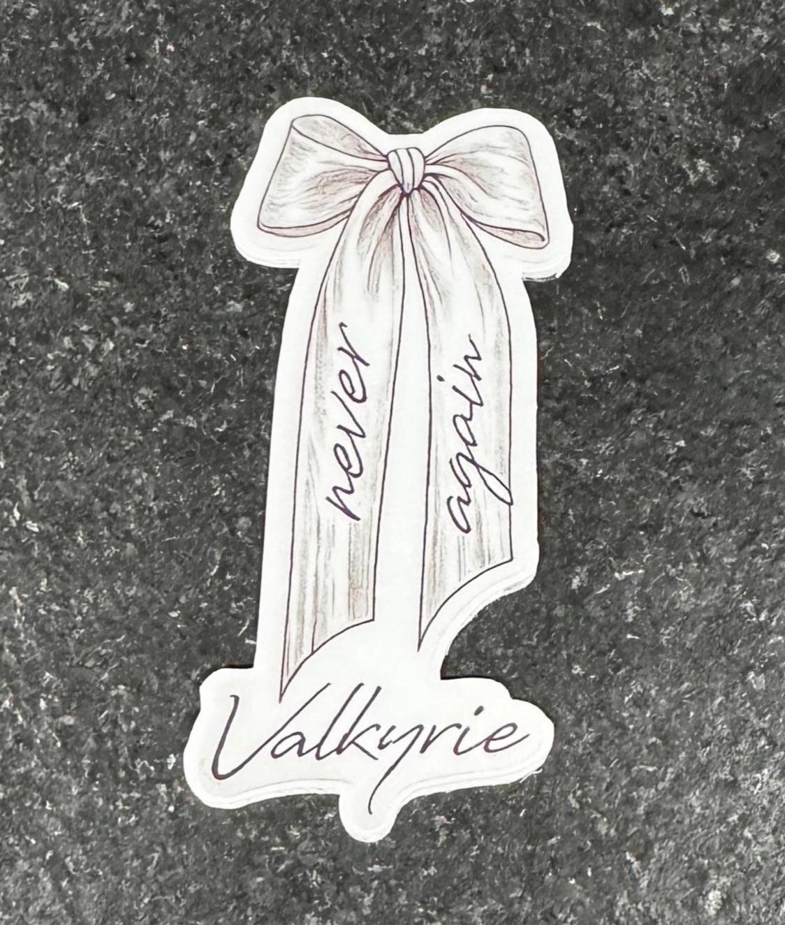 ACOTAR Valkyrie Sticker “Never Again” Ribbon Bow | Bookish Fantasy Sticker