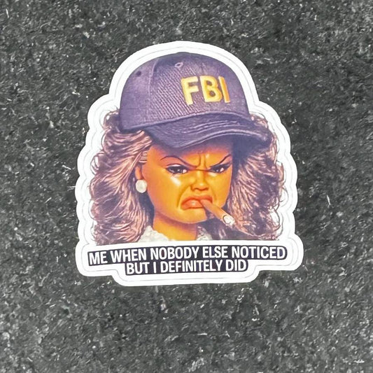 Detective Barbie Sticker | FBI Energy, Petty Observer Humor (Waterproof Vinyl)