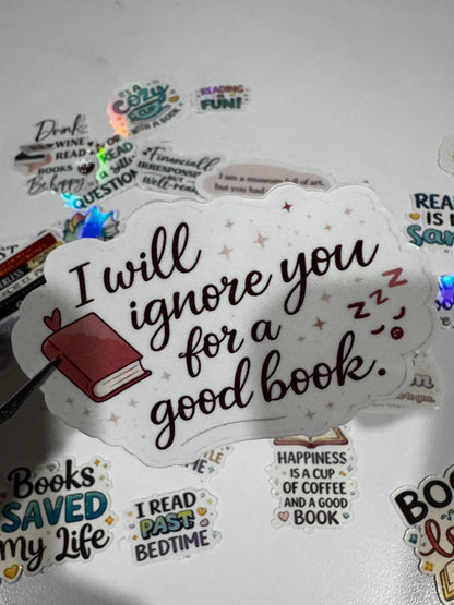 20 pcs Waterproof Bookish Stickers | Funny Reading Quotes Vinyl Pack