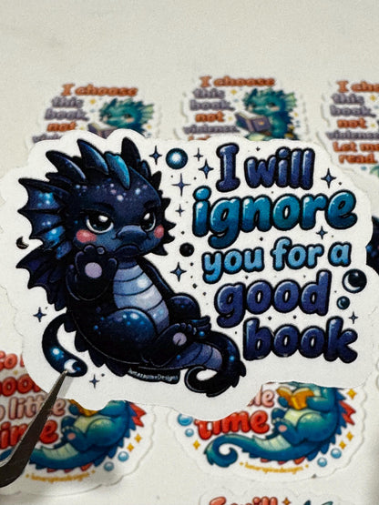 Book Emotional Support Dragon Sticker Pack | Reading Mood Decals for Kindle, Laptop (15 Pieces)