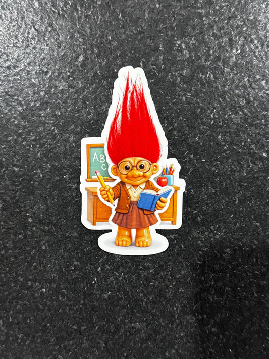 90s Retro Teacher Troll Sticker – Classroom Decor, Laptop Decal, Back to School Gift