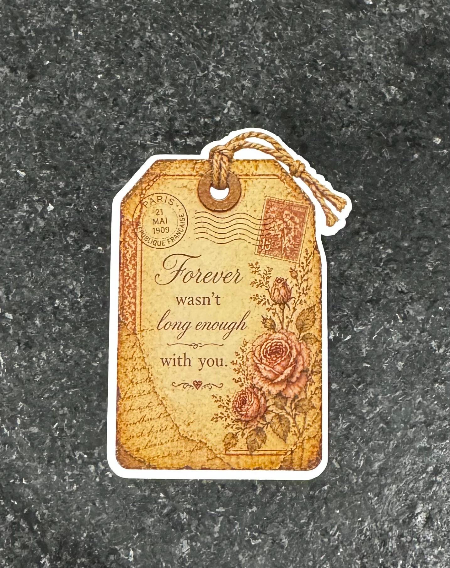 Vintage Luggage Tag Stickers | Romantic Love Quotes, Floral Ephemera for Journals