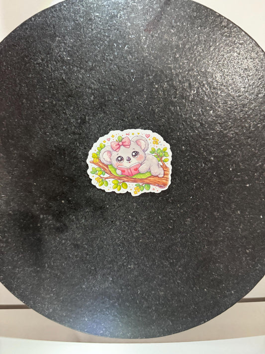 Kawaii Koala Reading Sticker | Pastel Animal Book Lover Decal