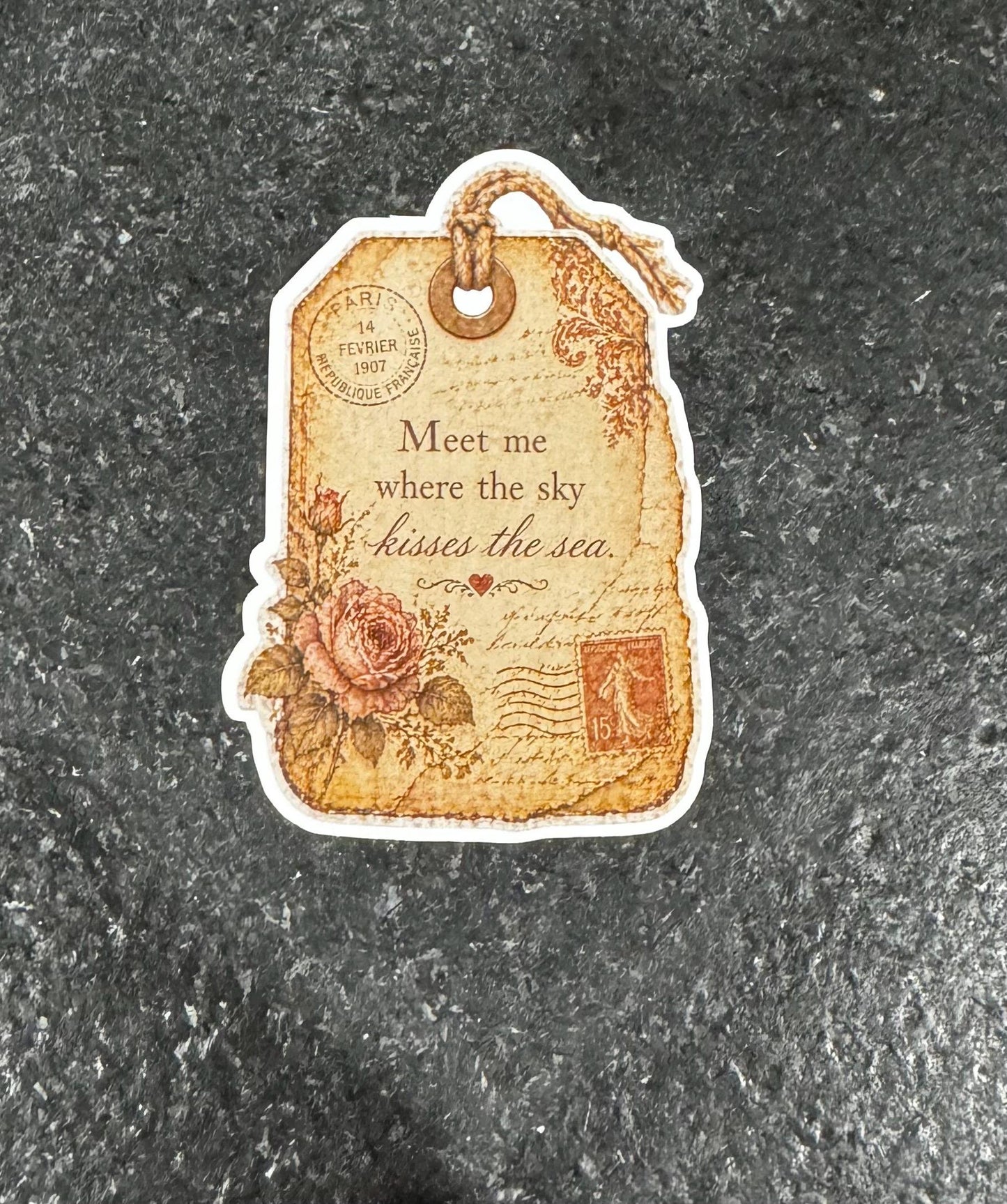 Vintage Luggage Tag Stickers | Romantic Love Quotes, Floral Ephemera for Journals