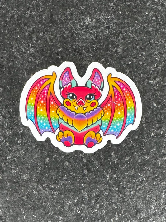 Rainbow Bat Sticker | Lisa Frank Inspired Y2K Vinyl Decal (Water-Resistant)