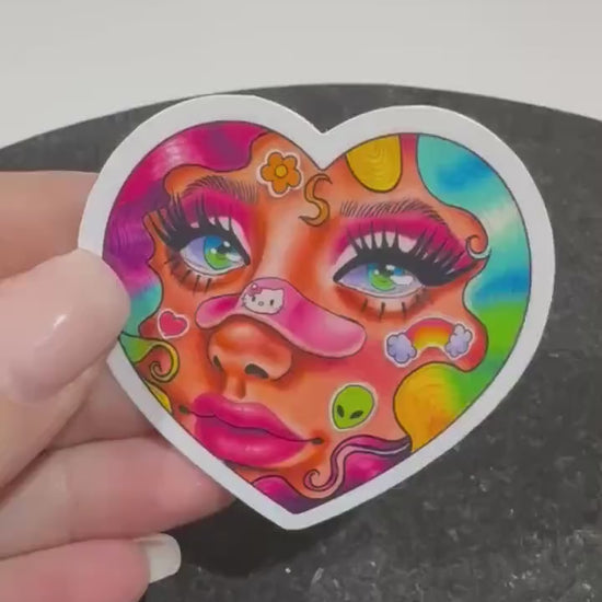 Retro Face Sticker | Lisa Frank Inspired Y2K Art Vinyl Decal