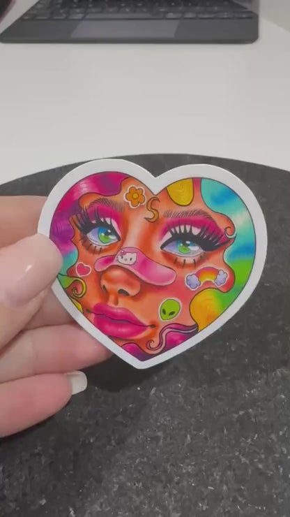 Retro Face Sticker | Lisa Frank Inspired Y2K Art Vinyl Decal
